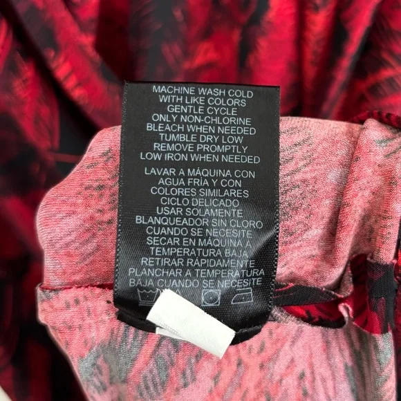 Norma Kamali Faux Wrap Dress Size Large Knee Length LS Red Black Stretch Career - Picture 5 of 5